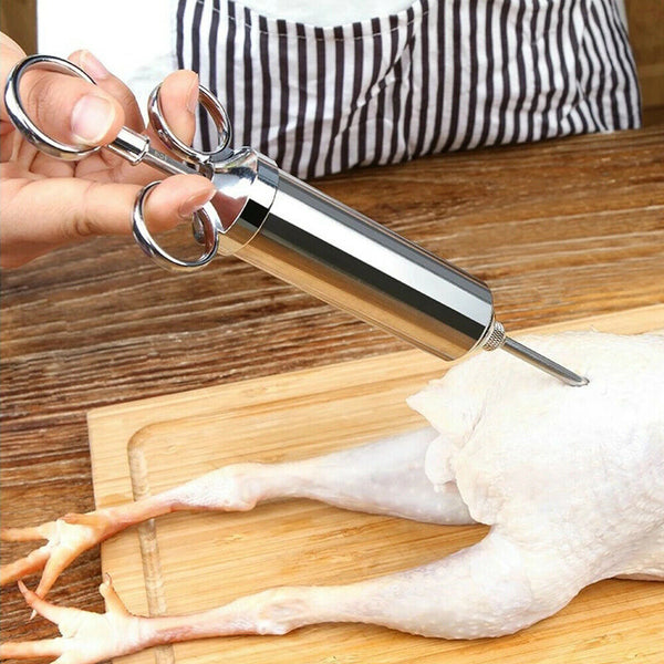 Meat Seasoning Injector Syringe Kit Marinade Turkey Basting Flavor Food BBQ Tool