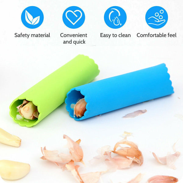 2X Silicone Garlic Peeler Soft Press Roller Skin remover Dicer Easy Tube Kitchen