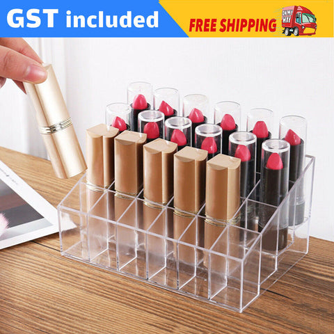 24 Lipstick Storage Organizer Holder Makeup Display Stand Acrylic Cosmetic Rack