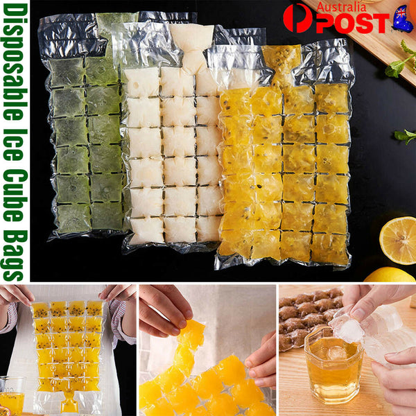 10 Pcs Disposable Ice Cube Bags Freezer Plastic BBQ Party Cubes Maker Tray