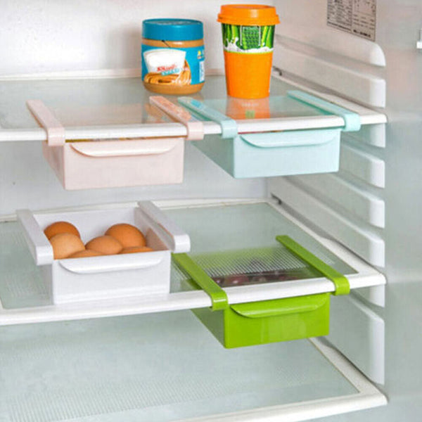 Kitchen Freezer Fridge Space Saver Storage Box Organizer Holder Shelf Rack AU SL