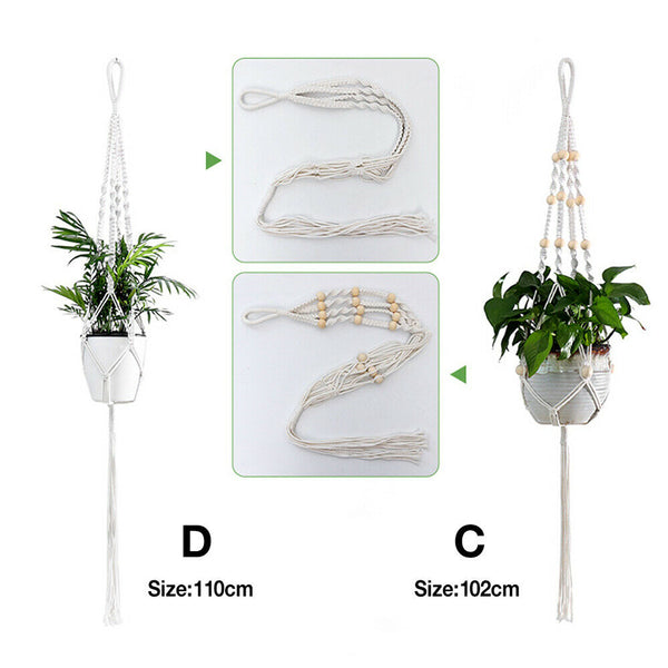 Macrame Plant Hanger Flower Pot Holder Hanging Planter Basket Rope Braided Decor