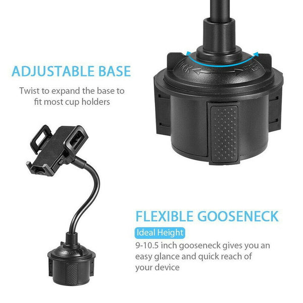 Universal Car Mount Adjustable Gooseneck Cup Holder Cradle For Cell Phone Iphone