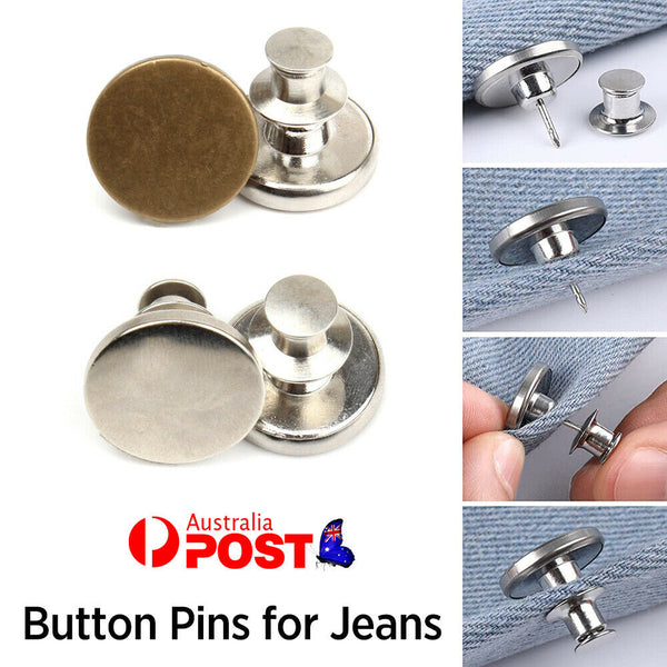 2/6PCS Button Pins for Jeans Adjustable Jean Button No Sew Instant Pants Button