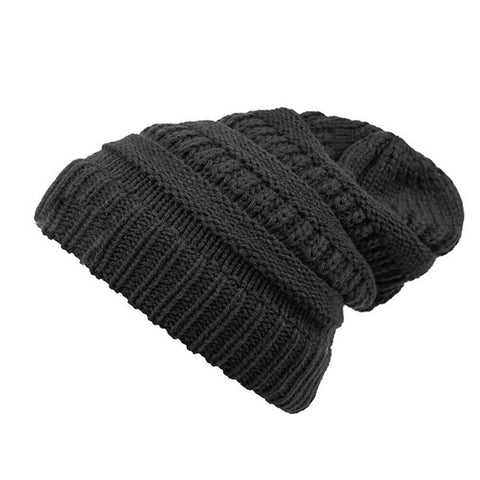 Tail Messy Soft Beanie Bun Hat Ponytail Stretchy Knitted Crochet Women Men