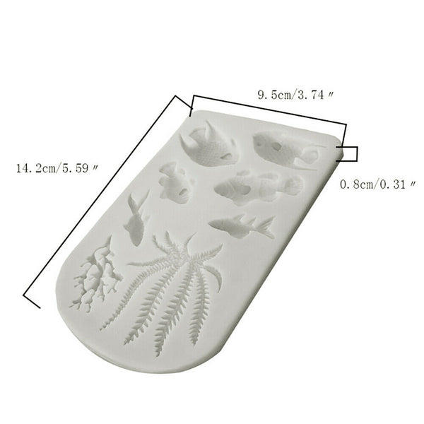 Silicone Sea Fish Coral Fondant Cake Decorating Mold Sugarcraft Icing Mould Tool