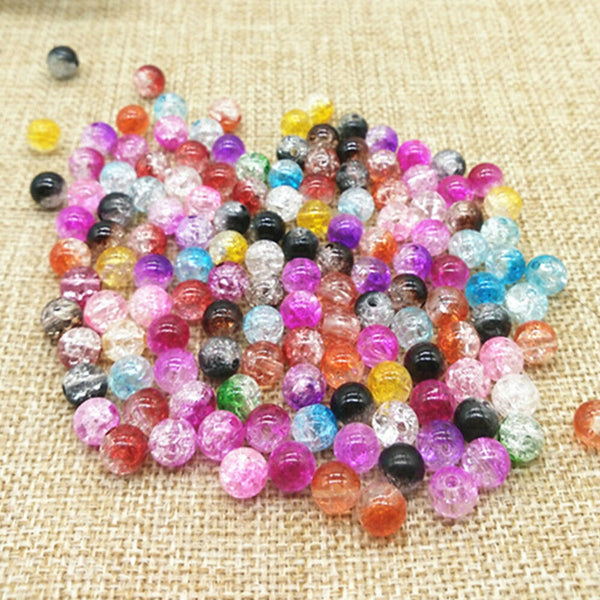 60Pcs Crackle Beads Acrylic Plastic Round Mixed Crackled Jewellery Making 8MM