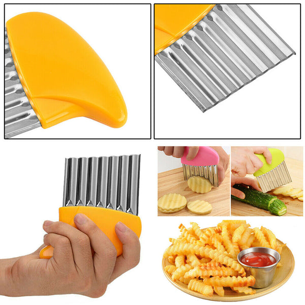 1/2X French Fry Potato Chip Slicer Kitchen Crinkle Wavy Cutter Vegetable Chopper