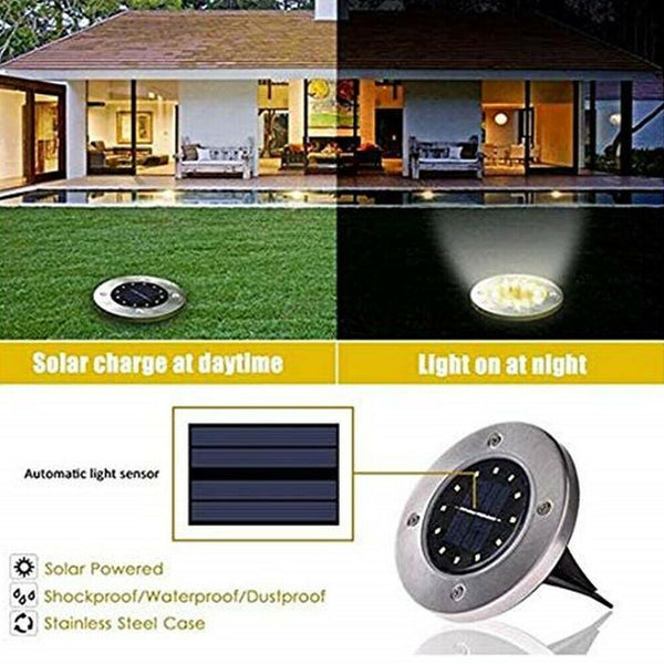 8/12x Solar Powered LED Buried Inground Recessed Light Garden Outdoor Deck Path