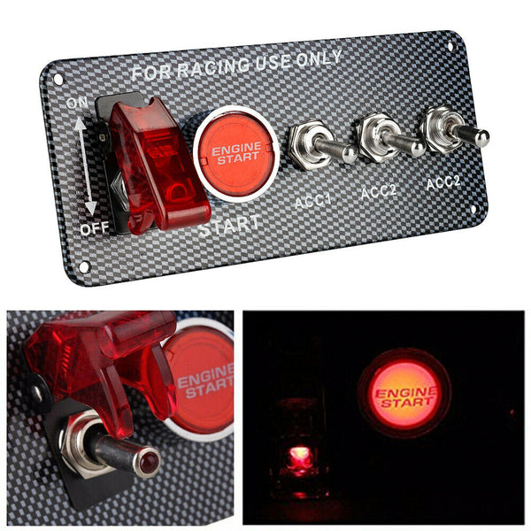 5 in 1 Ignition Engine LED Push Starter Panel Racing Toggle Switch Button 12V