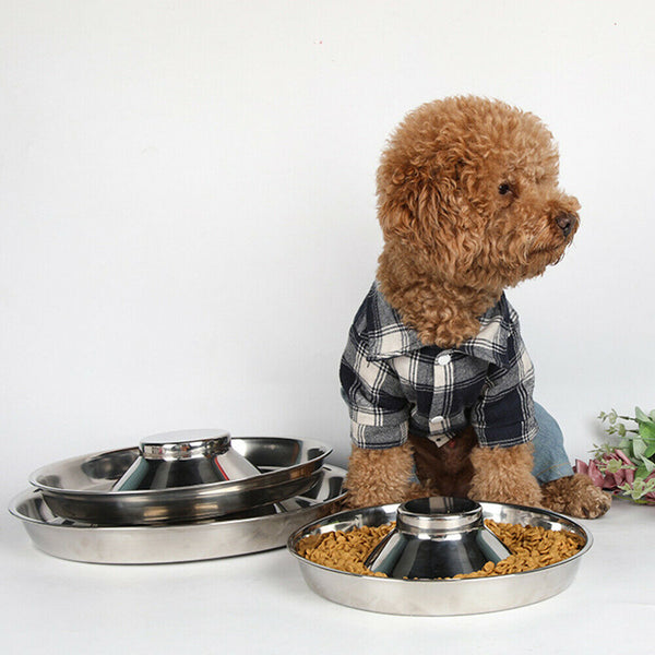 Feeder Bowl Stainless Dish Puppy Dog Pet Cat Litter Food Feeding Weaning Home AU