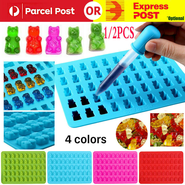 1/2PC 50Bear Silicone Gummy Chocolate Baking Mold Ice Cube Tray Candy Jelly Mold