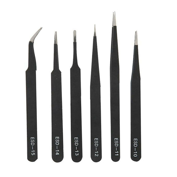 6/12x Tweezers Kit Stainless Steel Anti-static Nail Eyebrow Electronic Jewellery