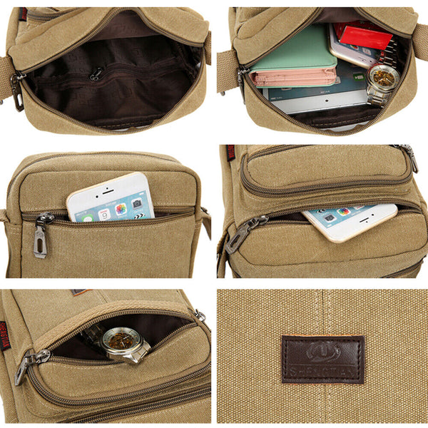 New Retro Men Canvas Shoulder Messenger Bag Crossbody Satchel Travel Man Bag AU