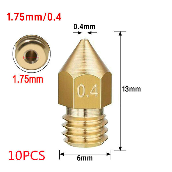 5/10pcs For Ender 3 PRO CR10 3D Printer 1.75mm 0.4mm MK8 Extruder Nozzles NEW