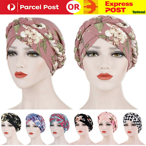 Women's Floral Chemo Cap Cancer Hat Muslim Hair Scarf Turban Hijab Head Wrap AU