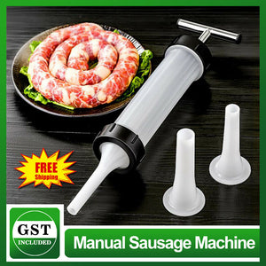 Manual Sausage Machine Meat Stuffer Filler Hand Operated Salami Maker & Funnel