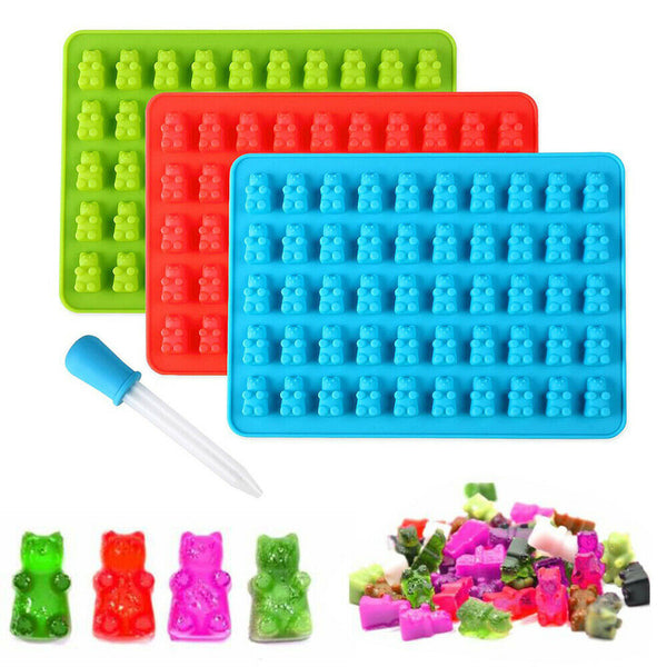 1/2PC 50Bear Silicone Gummy Chocolate Baking Mold Ice Cube Tray Candy Jelly Mold