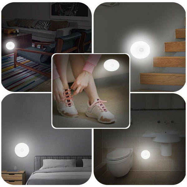 Rechargeable Motion Sensor LED Night Light Body Induction Lamp Wall Mount White