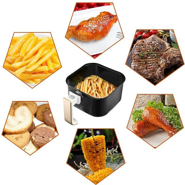 100Pcs Perforated Bamboo Steamer Square Liners Non-Stick Paper Pad For Air Fryer