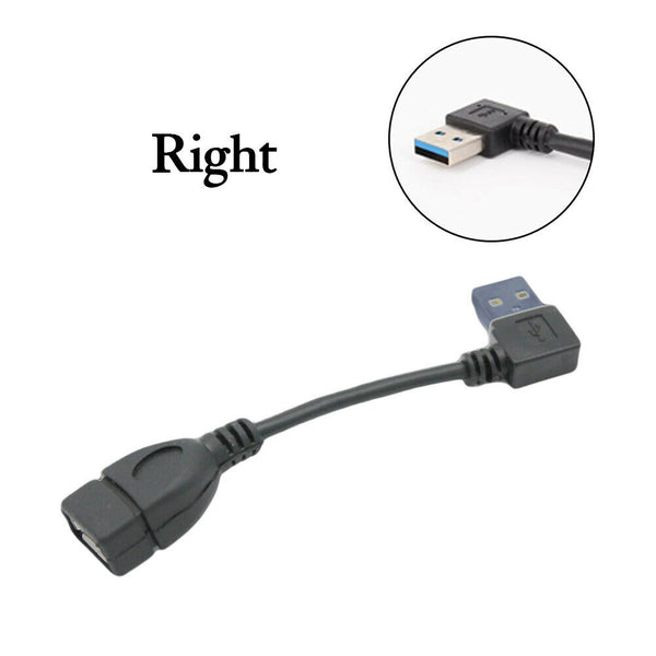 USB 3.0 Type A 90 Degree Left Right Angle Extension Cable Male to Female Adapter