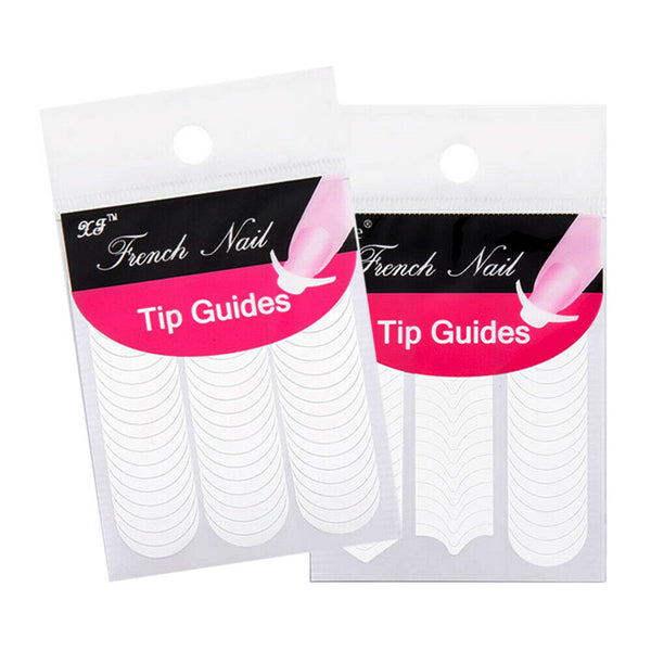 48PC/PACK French Manicure Nail Art Tips Form Fringe Guides Sticker DIY Stencil