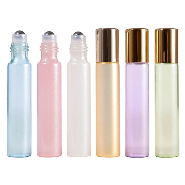 10ml Glass Roller Bottle Rollerball Perfume Essential Oil Roll On Ball 6 Color