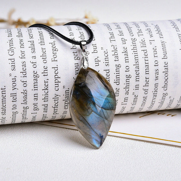 Natural Moonstone Labradorite Crystal Gemstone Reiki Healing Stone Necklace Gift