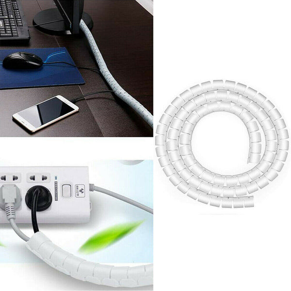 10/ 28mm Spiral Cable Tidy Wrap Management Storage Organizer 2M for TV Computer