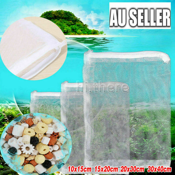 1/5PCS Nylon Mesh Aquarium Fish Tank Pond Filter Supplies Media Zip Net Bag Tool