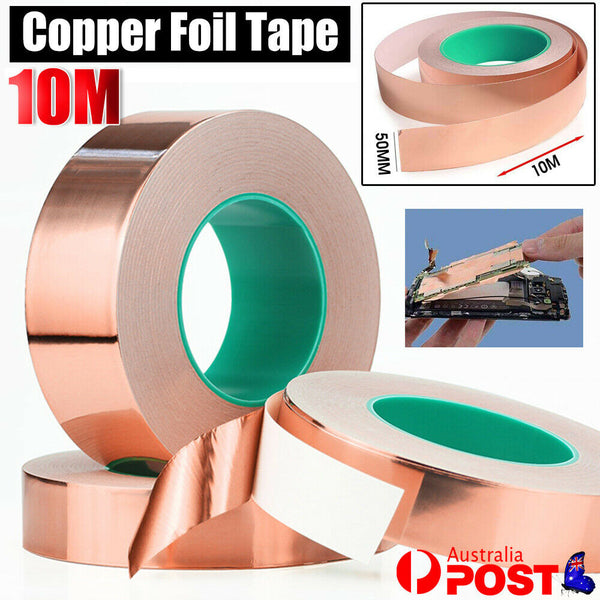 Double Sided Copper Foil Tape 10m x 50mm EMI Shielding Conductive Adhesive Tapes