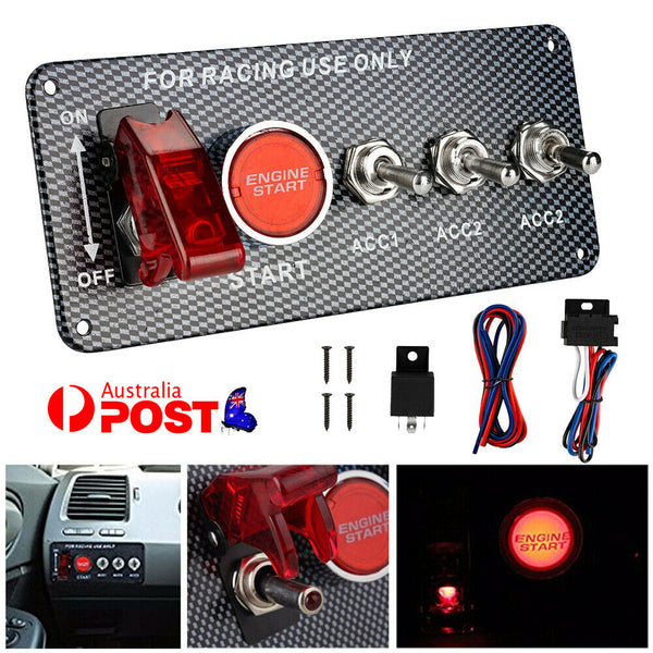 5 in 1 Ignition Engine LED Push Starter Panel Racing Toggle Switch Button 12V