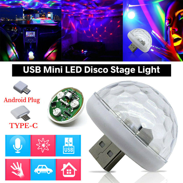 USB Mini LED RGB Disco Stage Car Light Party Club DJ KTV Magic Phone Ball Lamp