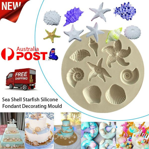 Sea Shell Starfish Silicone Fondant Decorating Mould Cake Sugarcraft Icing Mold