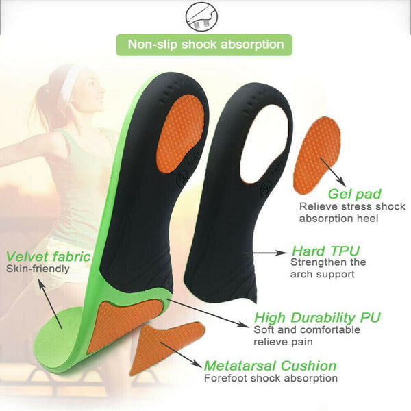 Pair Insole Orthotic Arch Support Shoe Flat Feet Correct Pad Pain Relief Plantar