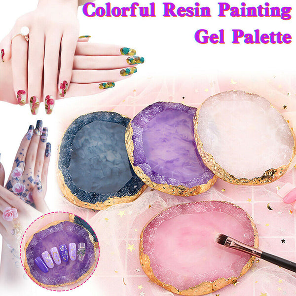 Colorful Resin Painting Gel Palette Nail Art Polish Agate Mix Stirring Plate