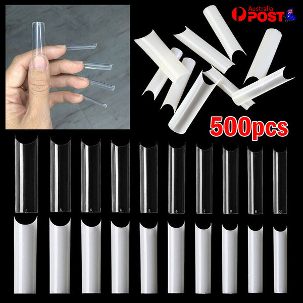 500Pcs Fake French Nail Tips Clear Natural Long False Pointy Art Gel Patches AU