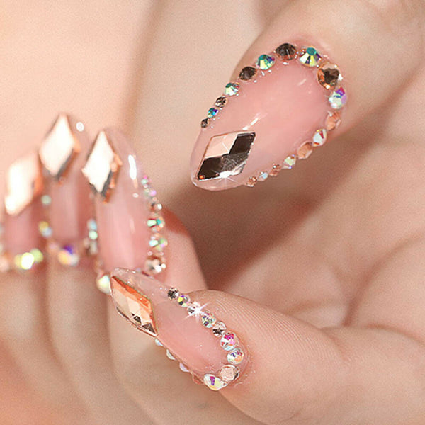 Flat Back Box Crystal Nail Art Decor AB Nails Rhinestones Diamond Beads 12 Grids