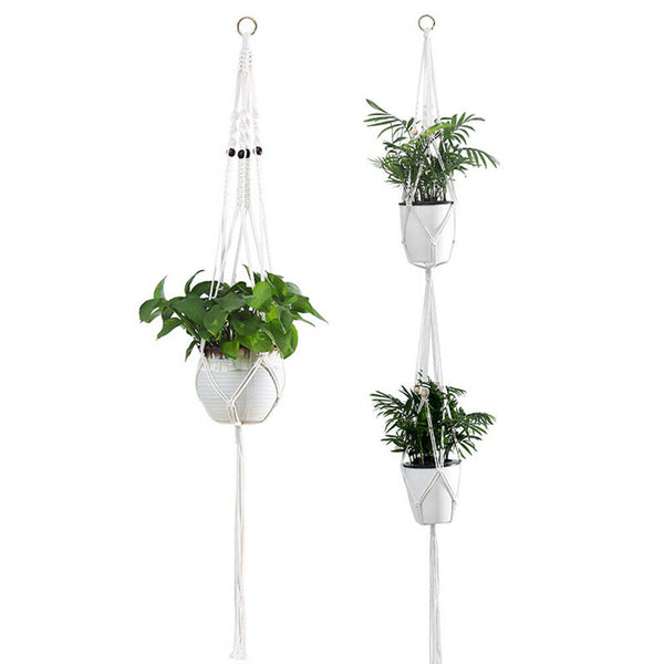 Macrame Plant Hanger Flower Pot Holder Hanging Planter Basket Rope Braided Decor