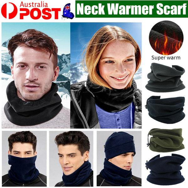 Neck Warmer Winter Fleece Snood Scarf Cap Wrap Thermal Ski Jogging Mens Unisex