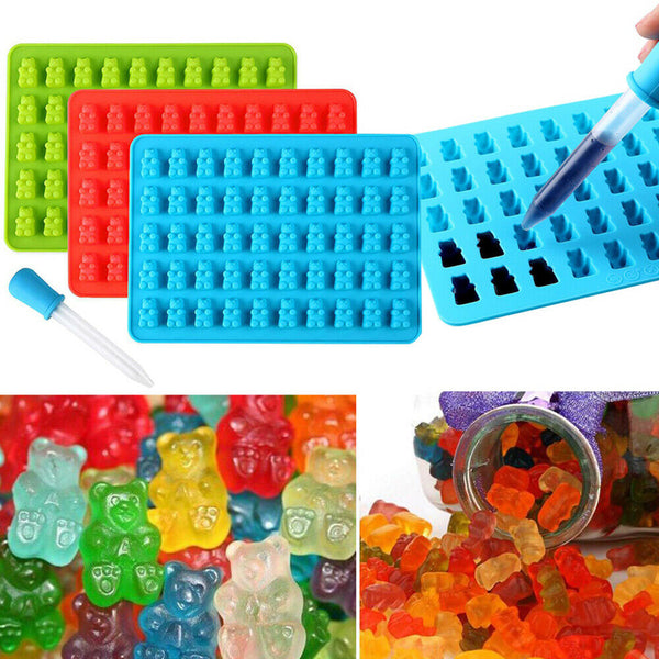 1/2PC 50Bear Silicone Gummy Chocolate Baking Mold Ice Cube Tray Candy Jelly Mold