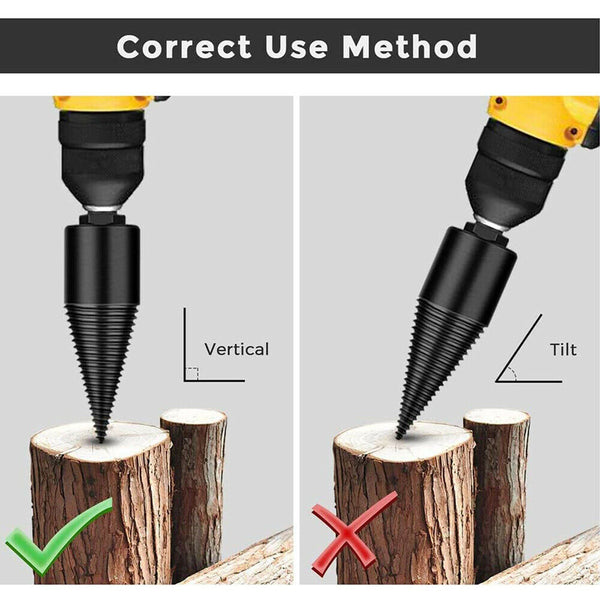 Log Wood Cone Driver Splitter Screw Splitting Firewood Drill Bit High Speed