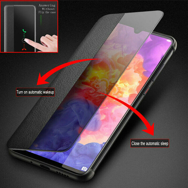 For Huawei P30 Pro Smart View Window Flip Leather Shockproof Case Cover 2019