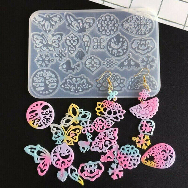 Silicone Hollow Earring Pendant Jewelry Making Mold Resin Mould Casting Craft