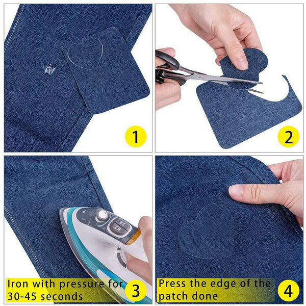 12pcs Assorted Iron On Denim Fabric Mending Patches Repair Kits For Denim Jeans