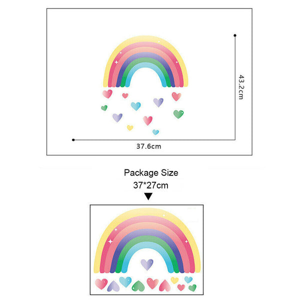 Cute Rainbow Love Heart Removable Wall Stickers Nursery Room Decor DIY AU