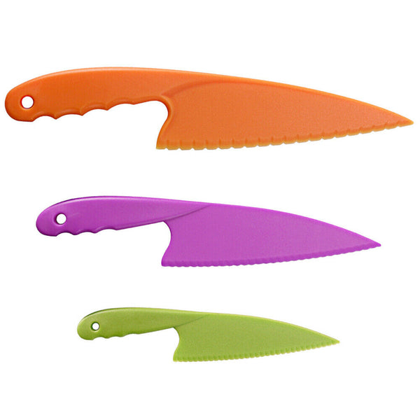 3pcs Plastic Knife Set Fruit Vegetable Lettuce Salad Bread Cheese Dessert Cutter