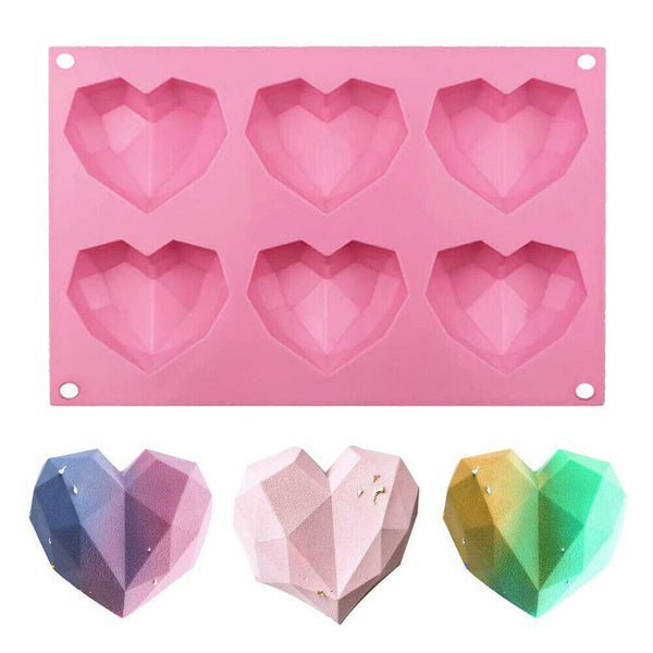 3D Love Heart Shaped Silicone Mould Bakeware Chocolate Cake Ice Baking Mold DIY