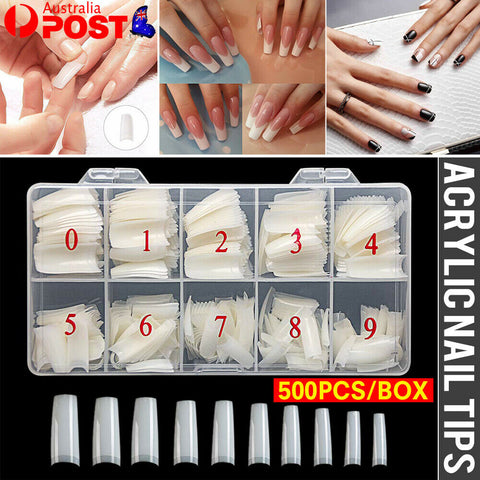 500PCS/ Box Clear Solid Natural French False Acrylic Nail Art Tips UV Gel DIY