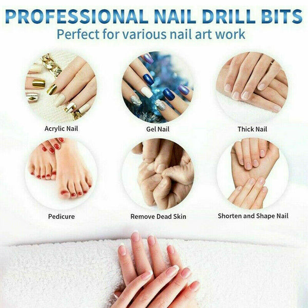 16pcs Ceramic Nail Drill Bits Set File Acrylic Manicure Pedicure Nail Tools